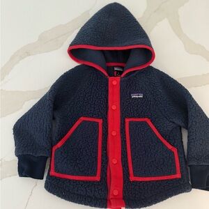 Patagonia Fleece Jacket in Navy with Red Accents